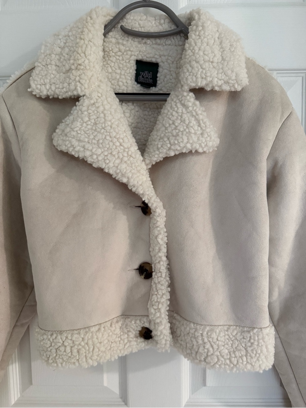 wild fable cream faux-shearling teddy jacket - XS
